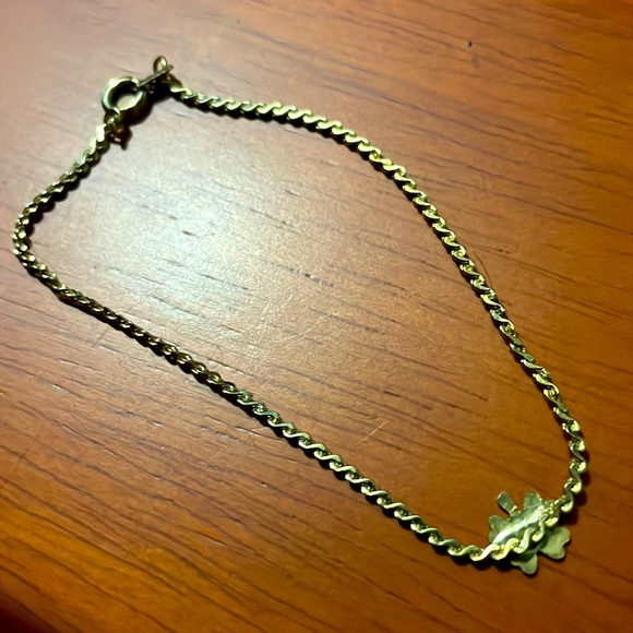 Vintage Gold Plated Shamrock 4 Leaf Clover Bracelet 7.5” - Picture 4 of 7